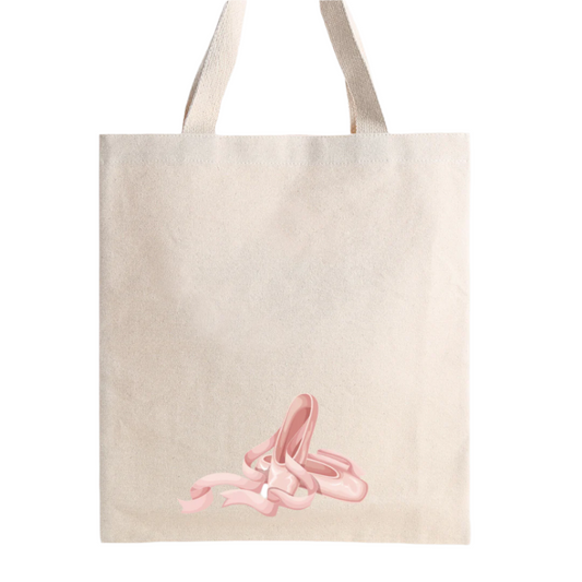 Ballet Dancer Cotton Tote Bag - Double-Sided Design with Dancer & Ballet Shoes