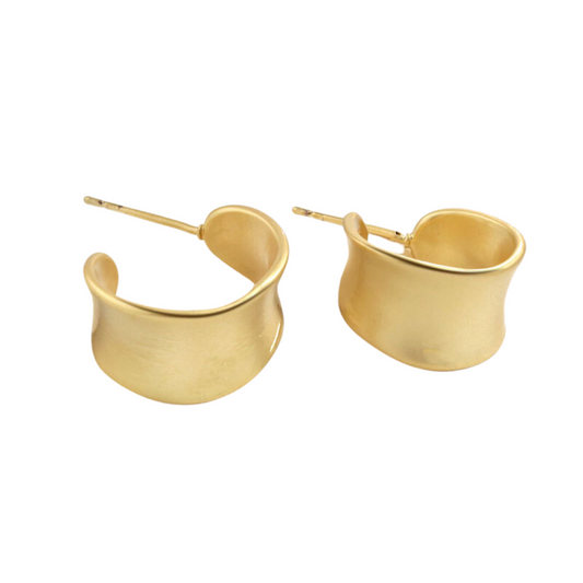 Bold Gold Color Small French Style Earrings - 925 Sterling Silver Plated